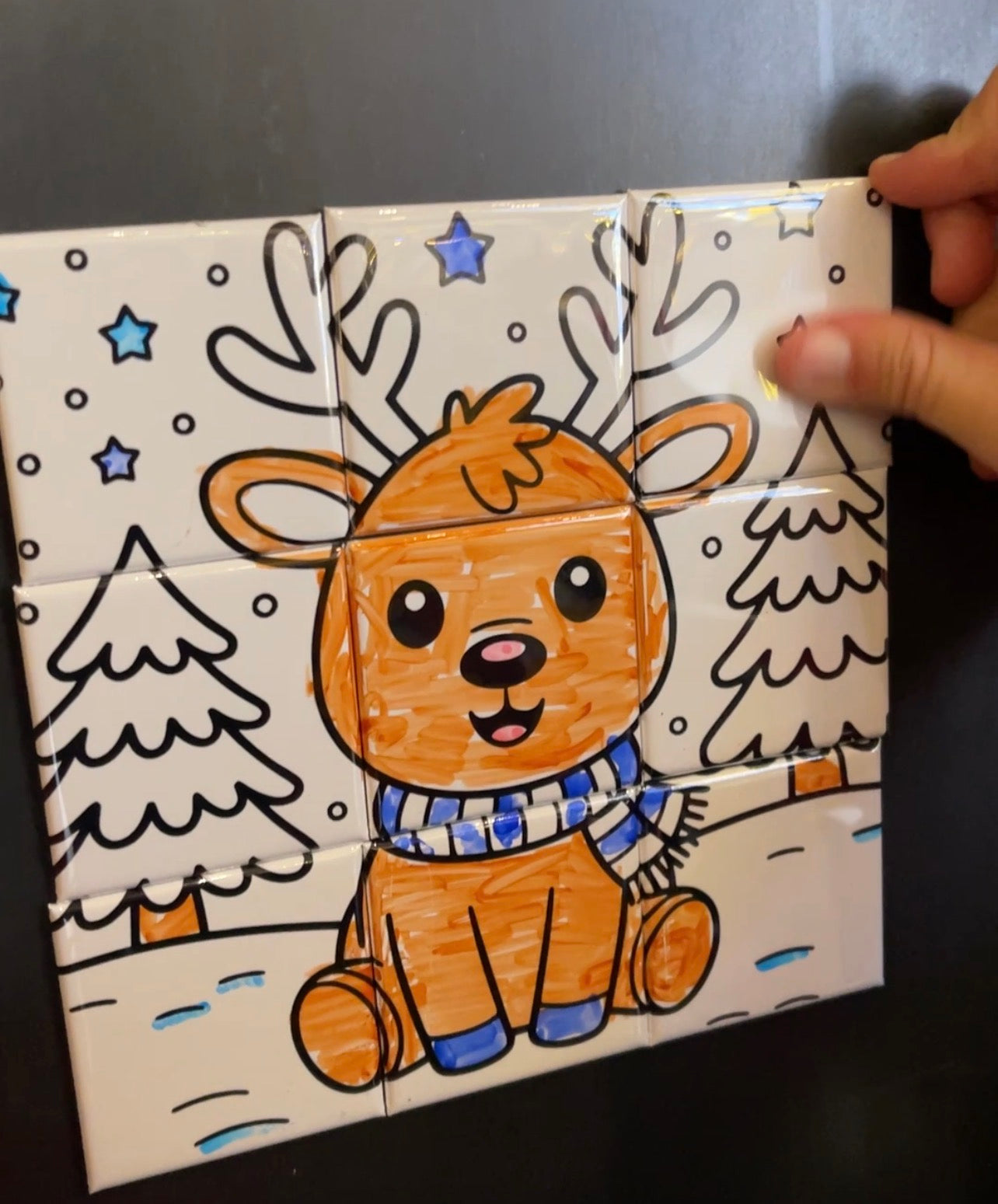 Dry Erase Puzzle Magnets – 9-Piece Colorable Holiday Puzzle