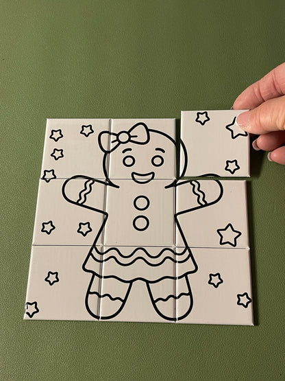 Dry Erase Christmas Puzzle Magnets – 9-Piece Colorable Holiday Puzzle