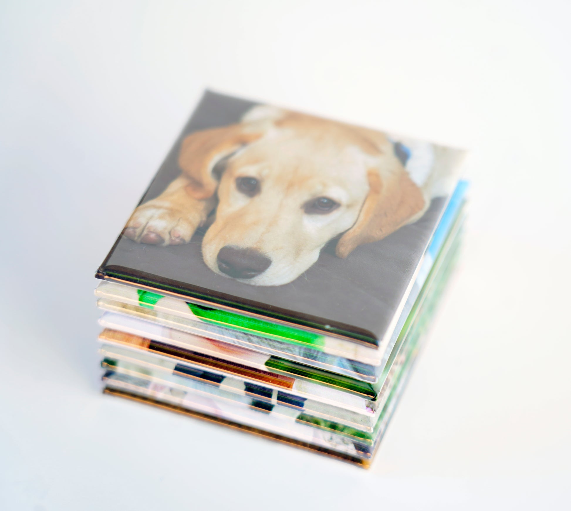 Stack of 2x2 square photo magnets – set of 9 custom magnets