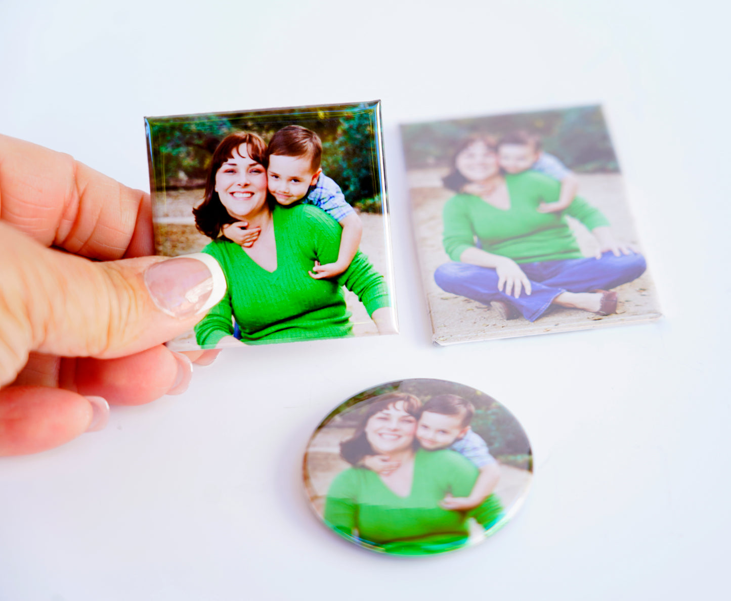 Assorted custom photo magnets – family, pets, and kids images