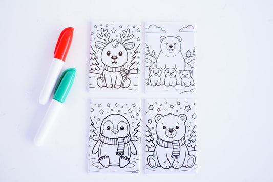 Dry Erase Christmas Coloring Magnets – 4-Pack Reusable Holiday Activity