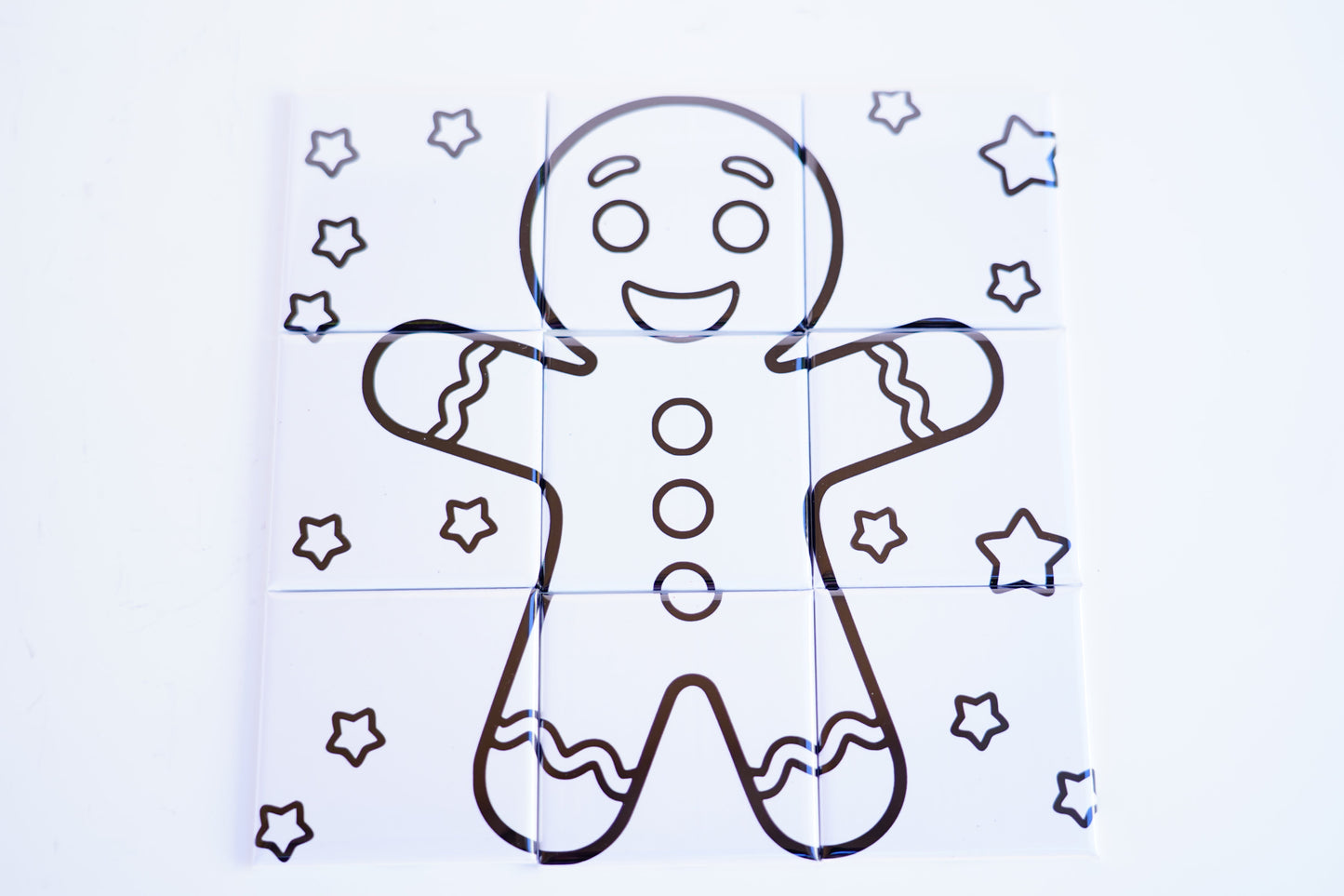 Gingerbread 9-piece dry erase puzzle magnet set – full layout