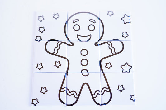 Gingerbread 9-piece dry erase puzzle magnet set – full layout