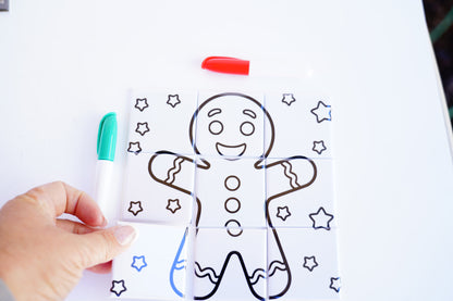 Child coloring gingerbread dry erase puzzle magnet