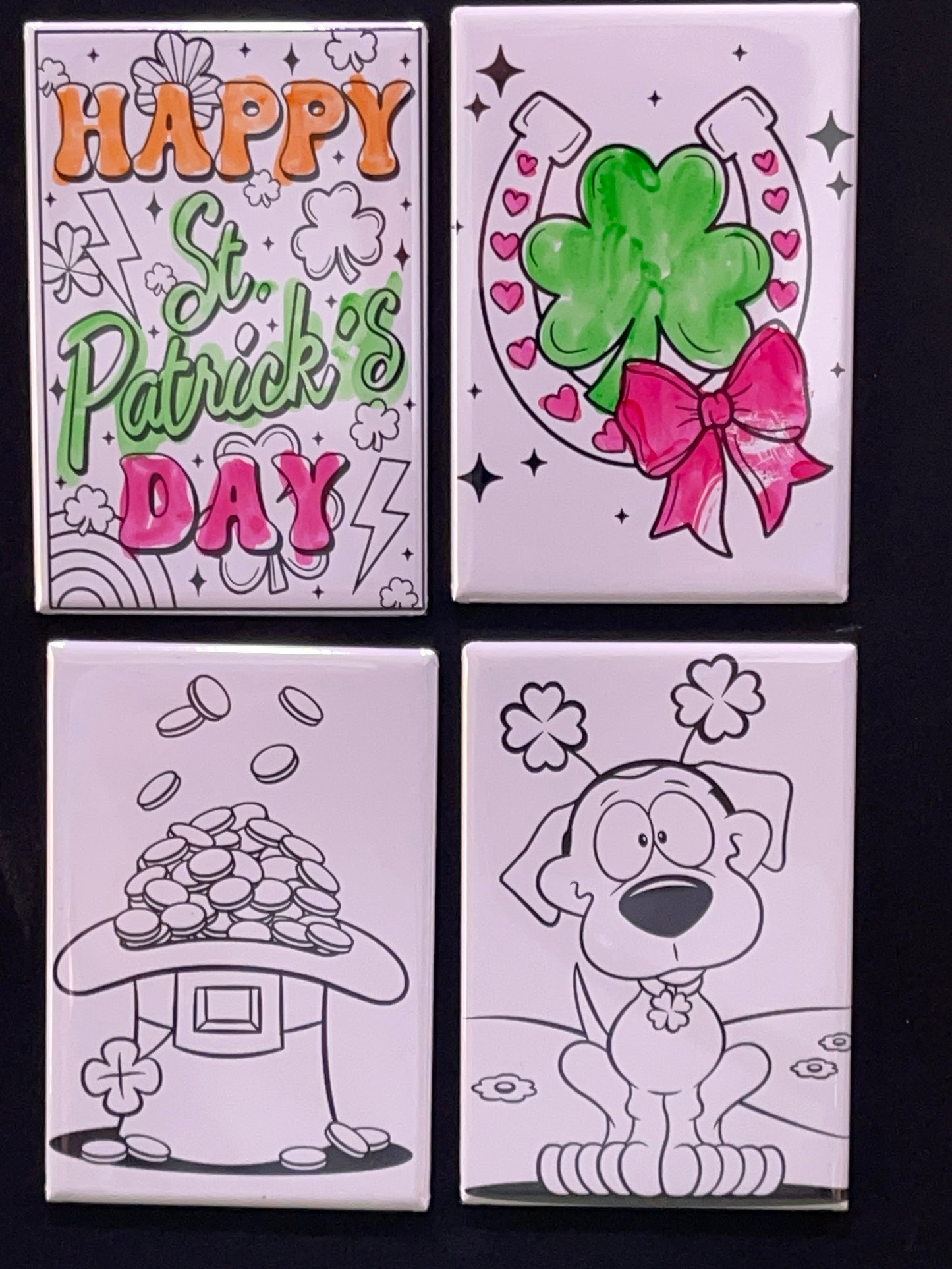 Dry Erase Coloring Magnets – 4-Pack Reusable Holiday Activity