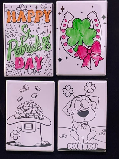 Dry Erase Coloring Magnets – 4-Pack Reusable Holiday Activity