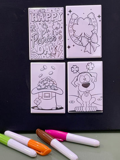 Dry Erase Coloring Magnets – 4-Pack Reusable Holiday Activity