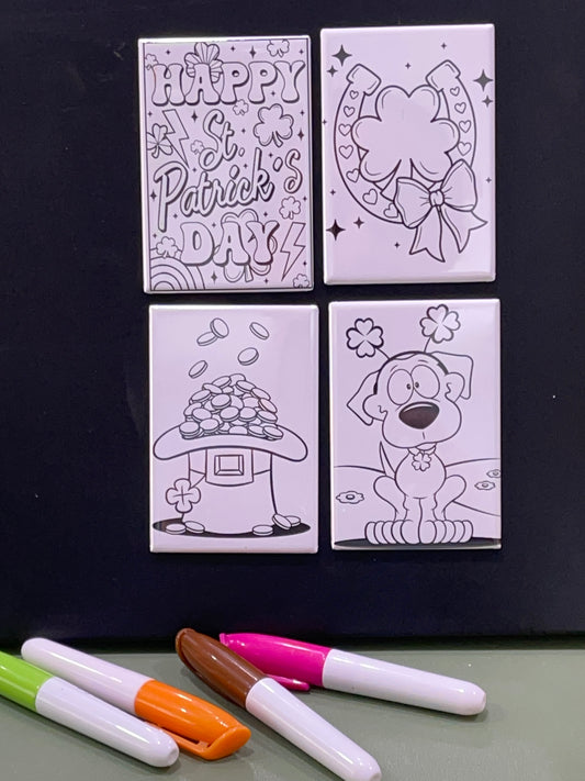 Dry Erase Coloring Magnets – 4-Pack Reusable Holiday Activity