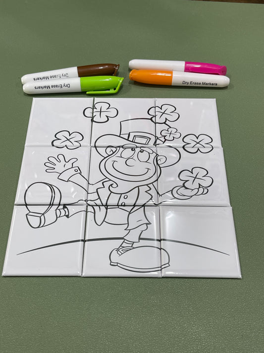 Dry Erase Puzzle Magnets – 9-Piece Colorable Holiday Puzzle