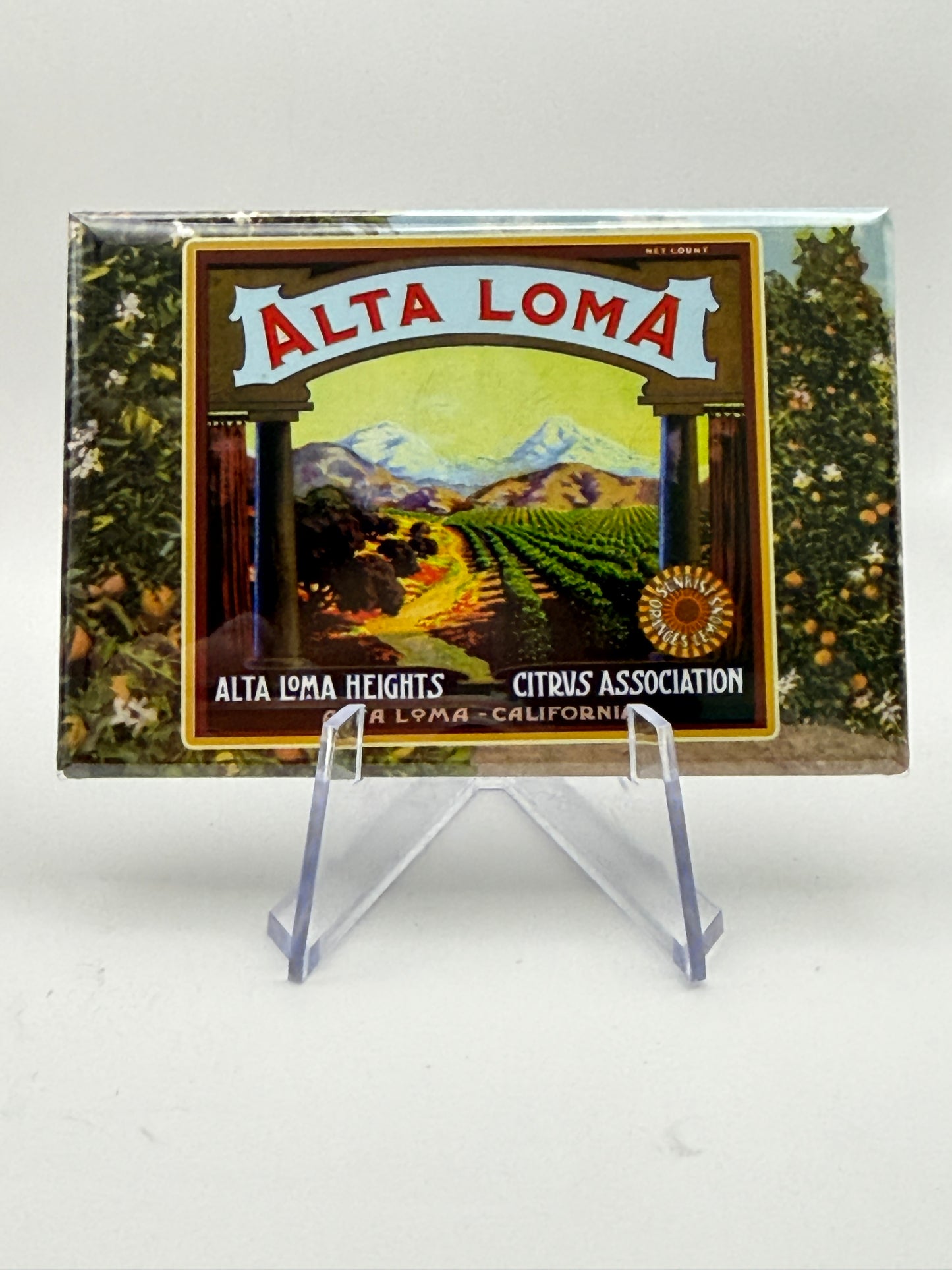 Vintage Citrus Label Magnets — Foothill Cities Collection (3x2” Glossy Rectangle)